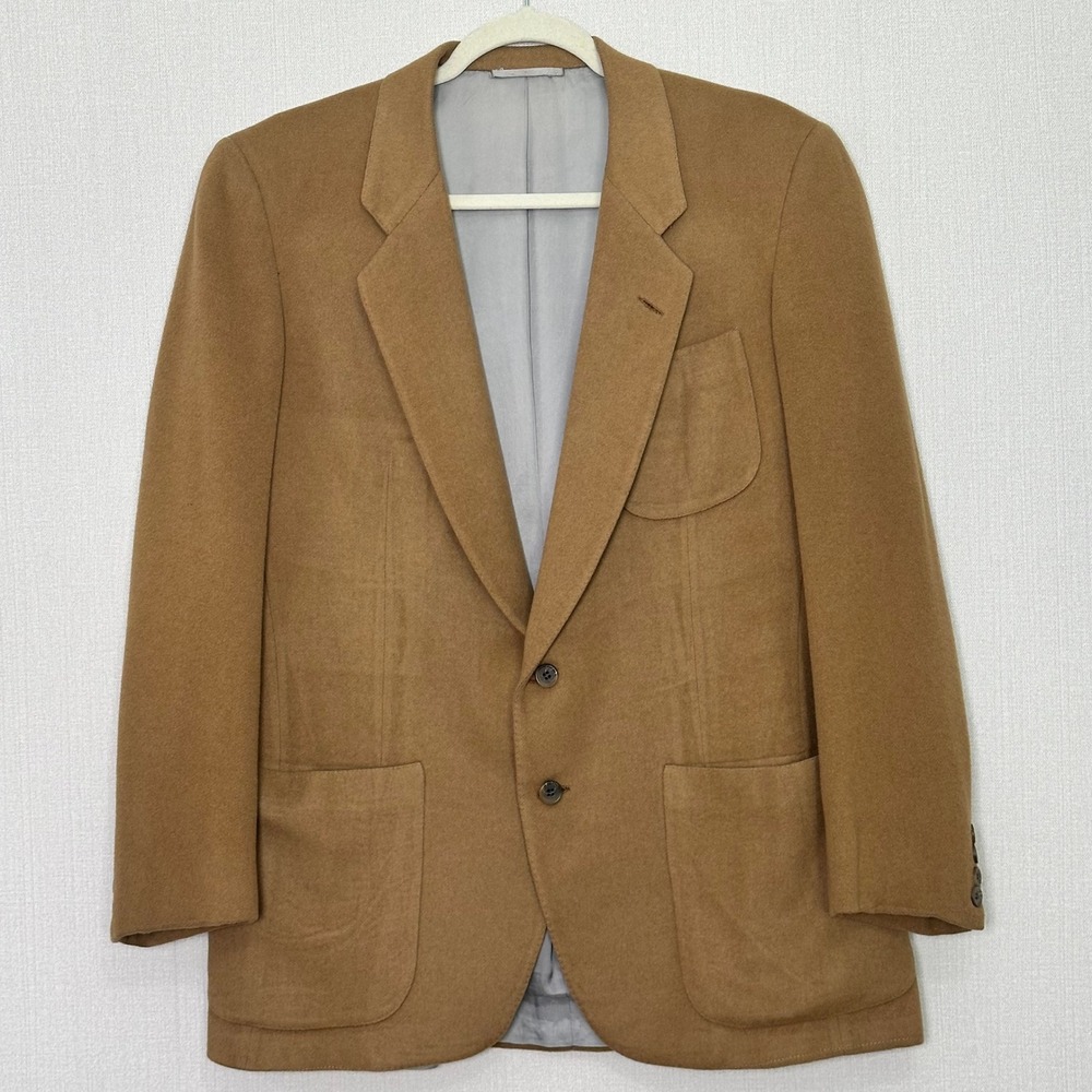 Vintage Camel Hair Blazer Tan 42 Mens Large Short Walter Morton Louis USA